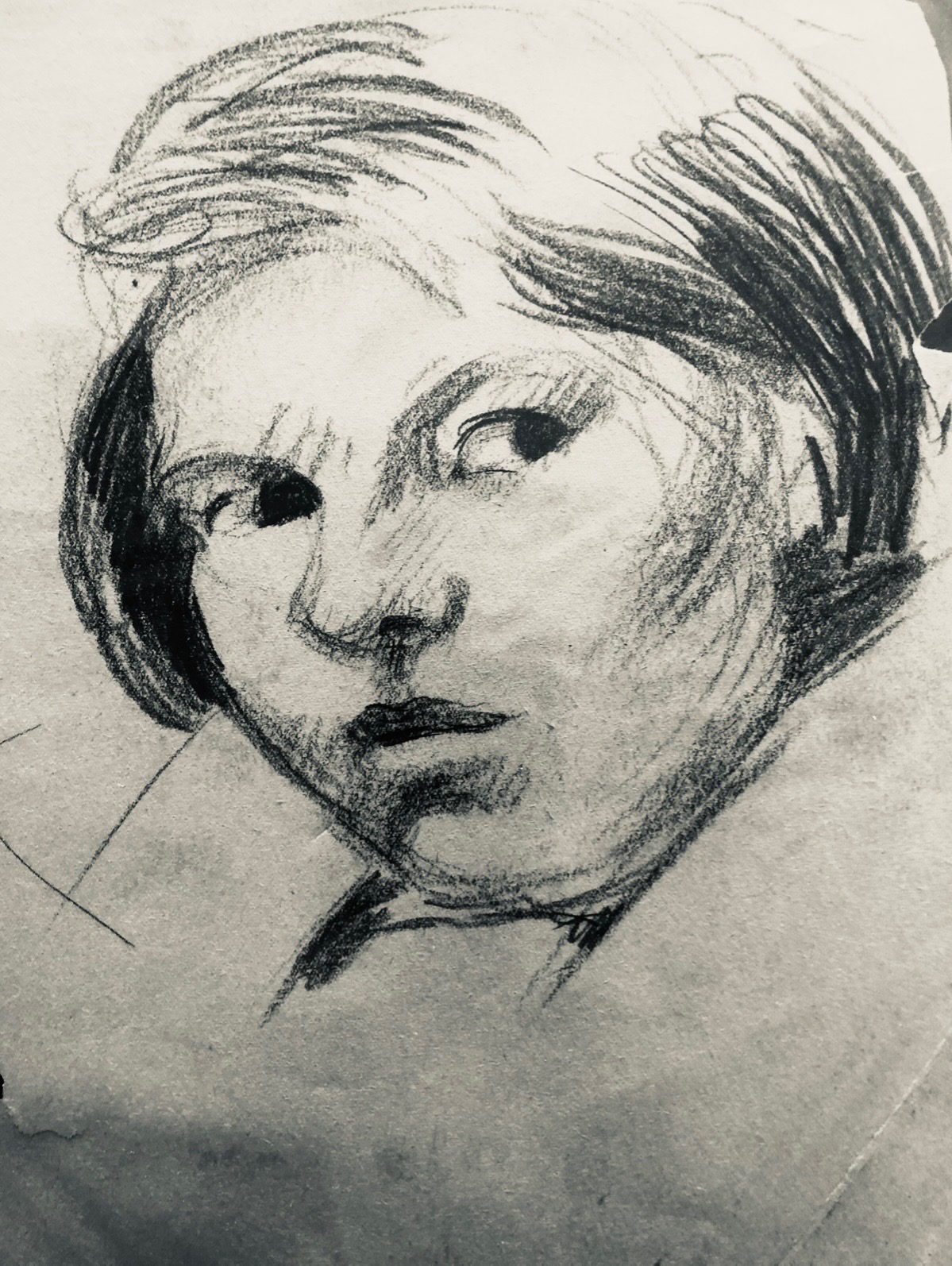 Self-portrait with an intensely reflective expression